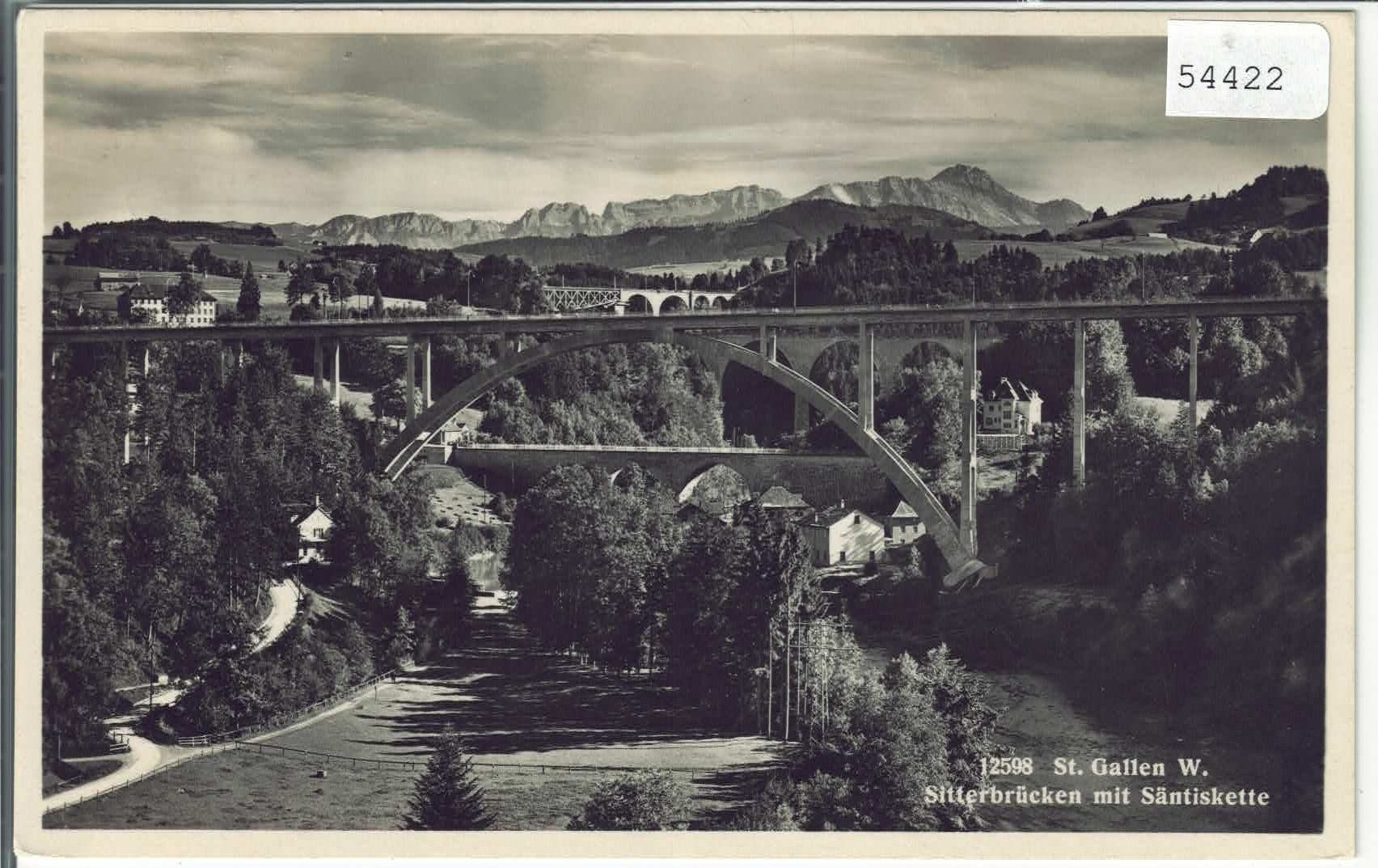 Cartoline postali: St. Gallen - Sitterbrücken mit Säntiskette – Usato da Ettingen venduto da Kartenplanet