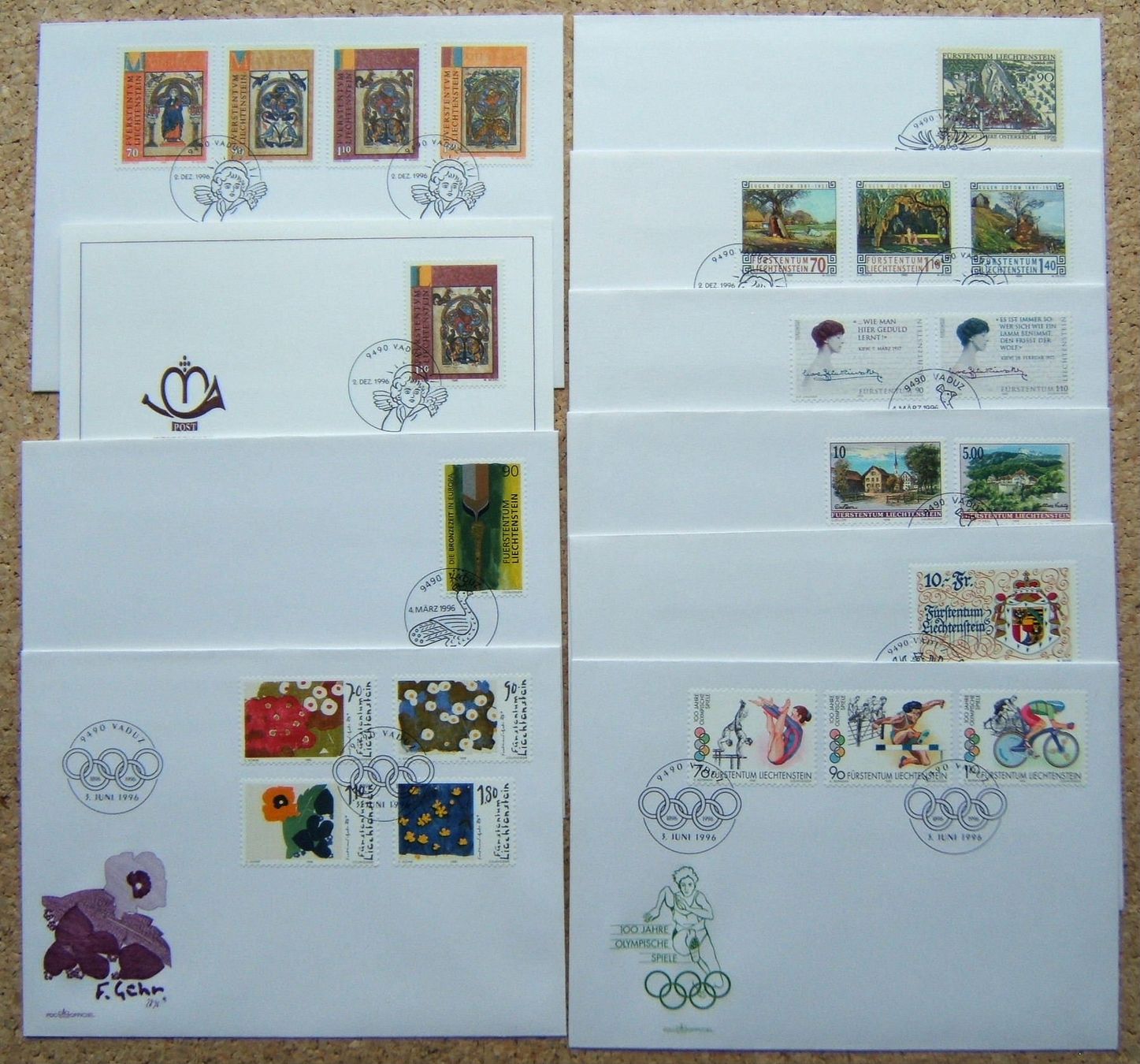 Tutti i francobolli: LIECHTENSTEIN LOT FDC 1981 - 2002 – Usato da Brunnen venduto da Nonne04 3
