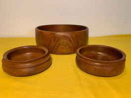 3 Midcentury Teakschüsseln im dänisch / skandinavischen Stil