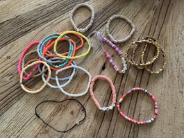 Bunte Sommer Arm-/ Fusskettchen  Mix, handgemacht, 10er Set