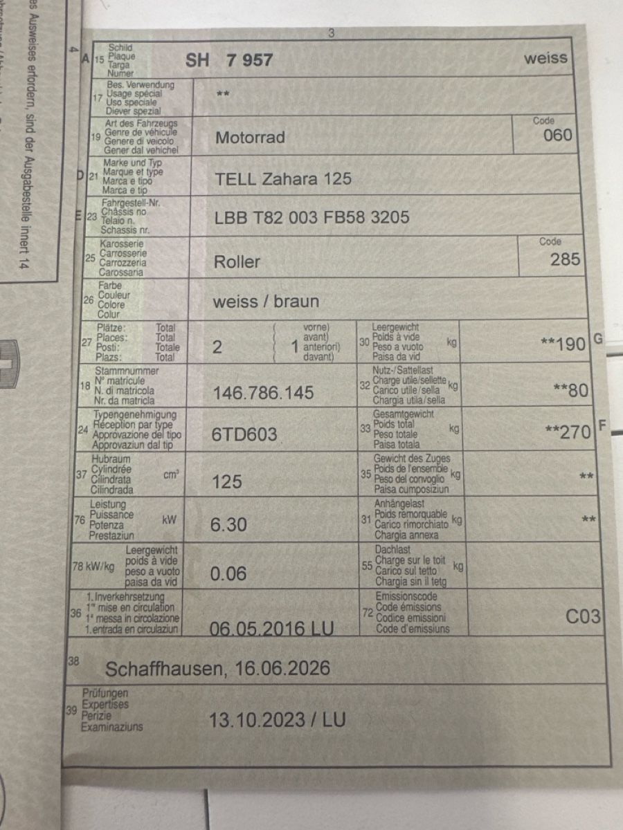 Tell Route: Tell Zahara 125 Roller – D'occasion à Winterthur par Senn-Uhren 9