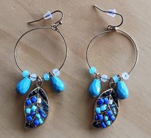 Boucles d'oreilles feuilles bleues