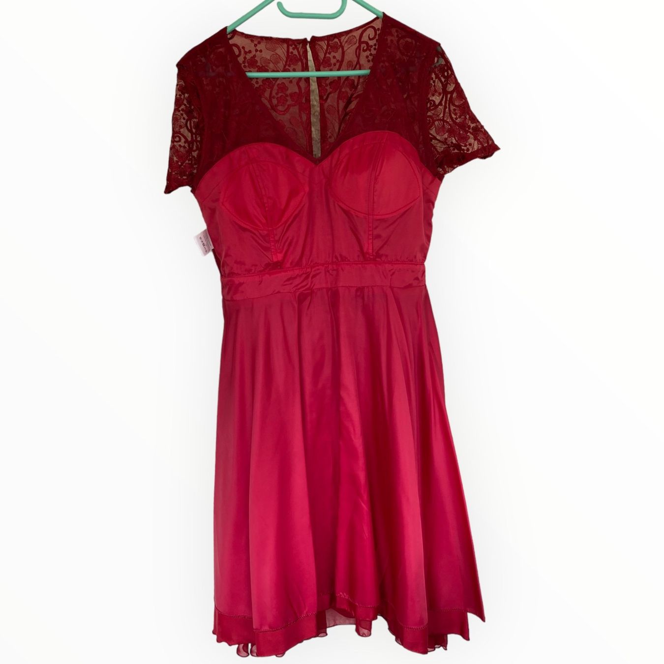 Vestiti: Rotes Abendkleid mit Spitzenoberteil – Usato da Ottikon venduto da lo99 3