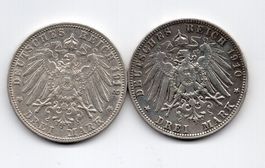 (1472) 3 Mark, Baden 1912, Bayern 1910, ss-vz