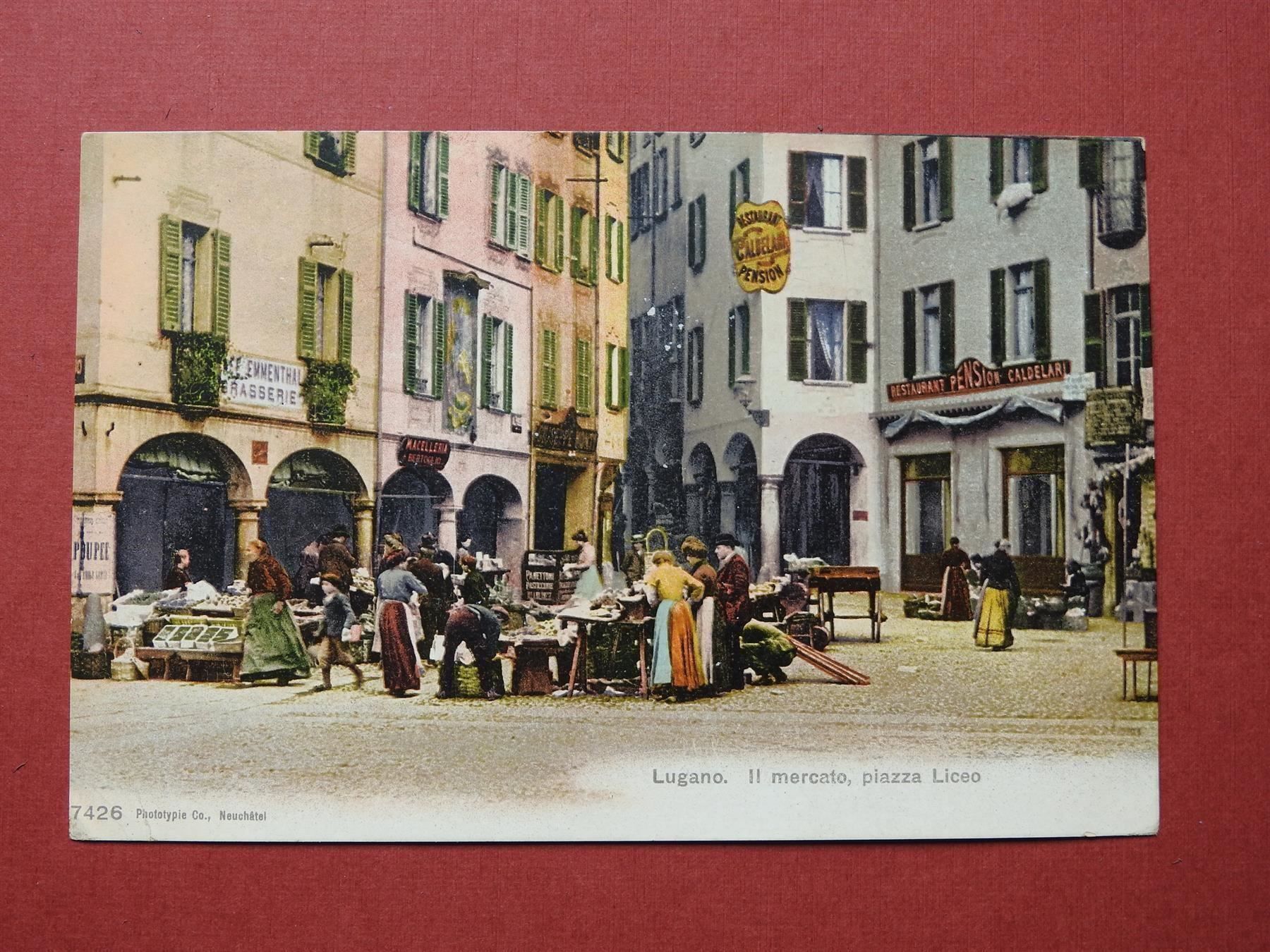 Ansichtskarten: Lugano - Mercato, Piazza Liceo – Gebraucht aus Rain von 999-800-K