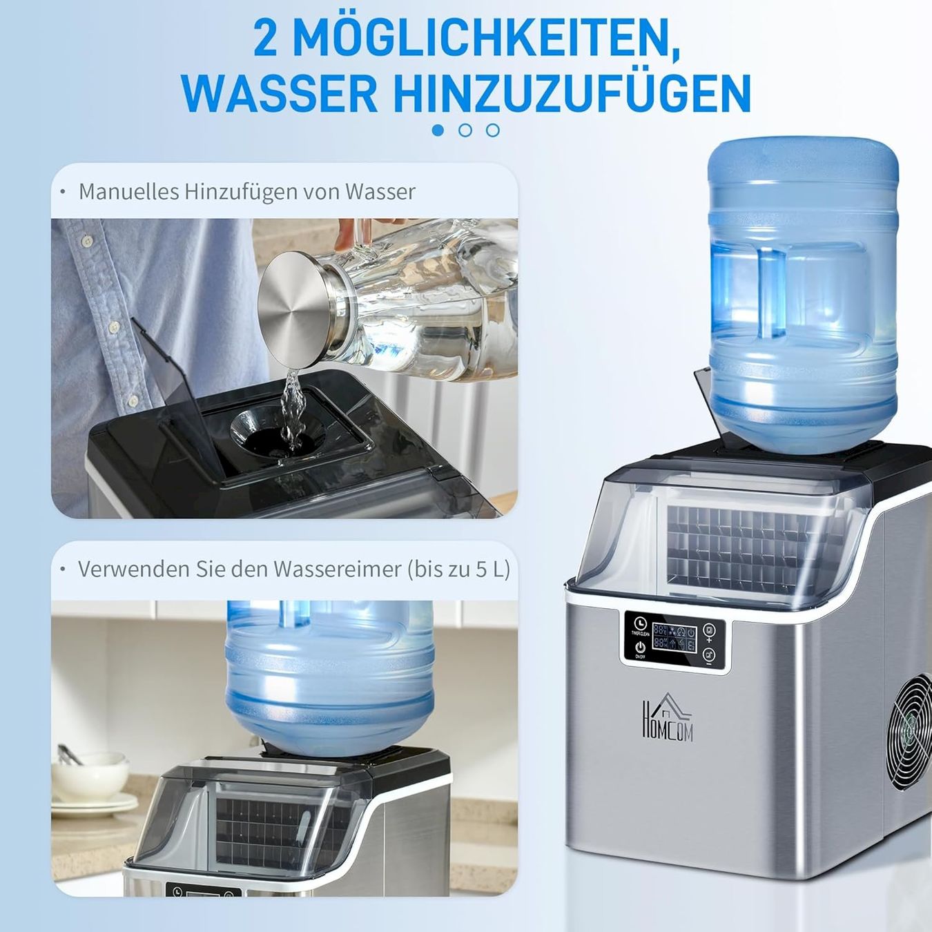 Elettrodomestici da cucina: HOMCOM Eiswürfelmaschine 20kg/24h Silber – Nuovo e nell'imballaggio originale da Bottighofen venduto da zaap 3