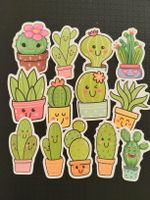 Lot d'autocollants cactus design kawaii état neuf
