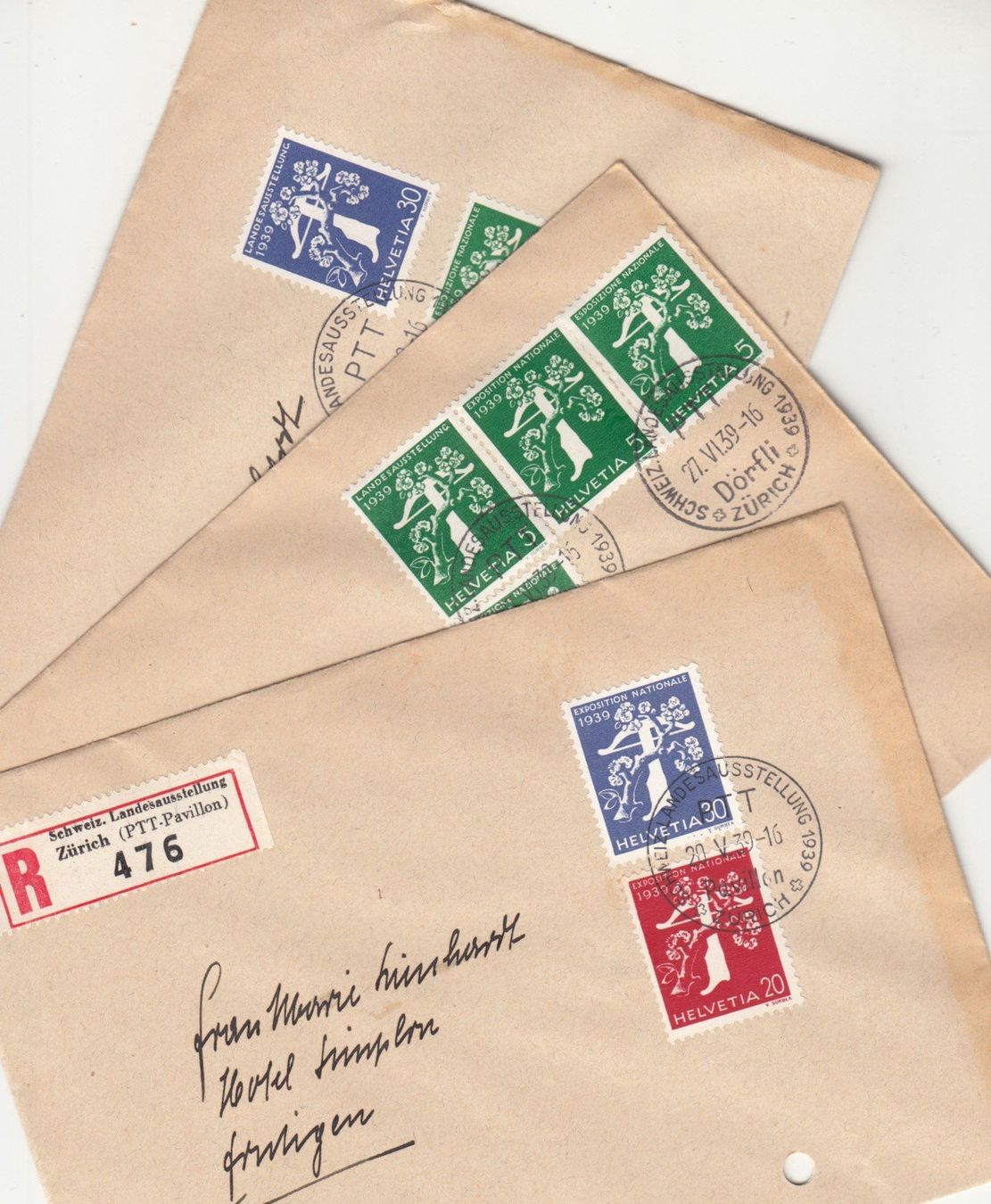 Alle Briefmarken: Landi 1939 3 Briefe – Gebraucht aus Bürglen TG von StampGraf