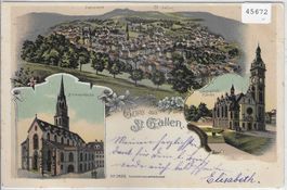 Gruss aus St. Gallen -Kirchen - Litho 1899!