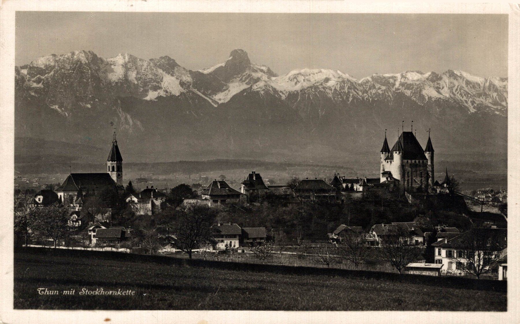 Cartoline postali: Thun mit Stockhornkette – Usato da Bronschhofen venduto da Astore