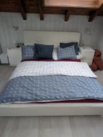 160cm Doppelbett mit Matratze, 2 Lattenroste, 2 Nachtische