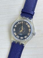 Swatch Automatic Uhr blaues Lederband ungetragen in Box