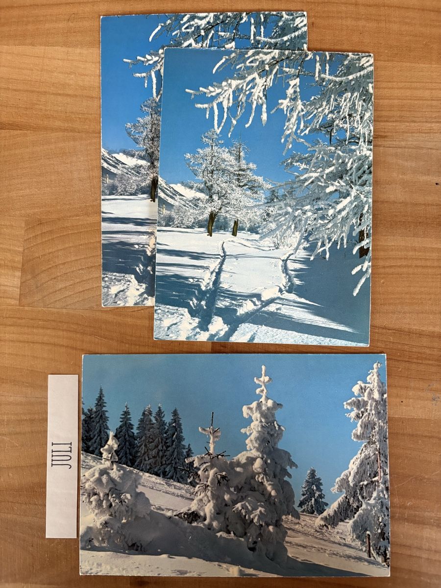 Ansichtskarten: 3 AK Neuschnee Wintermorgen – Gebraucht aus Rümlang von Kartenpost1