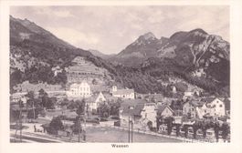 Weesen SG // ca. 1915 Dorf Bahnlinie Walensee