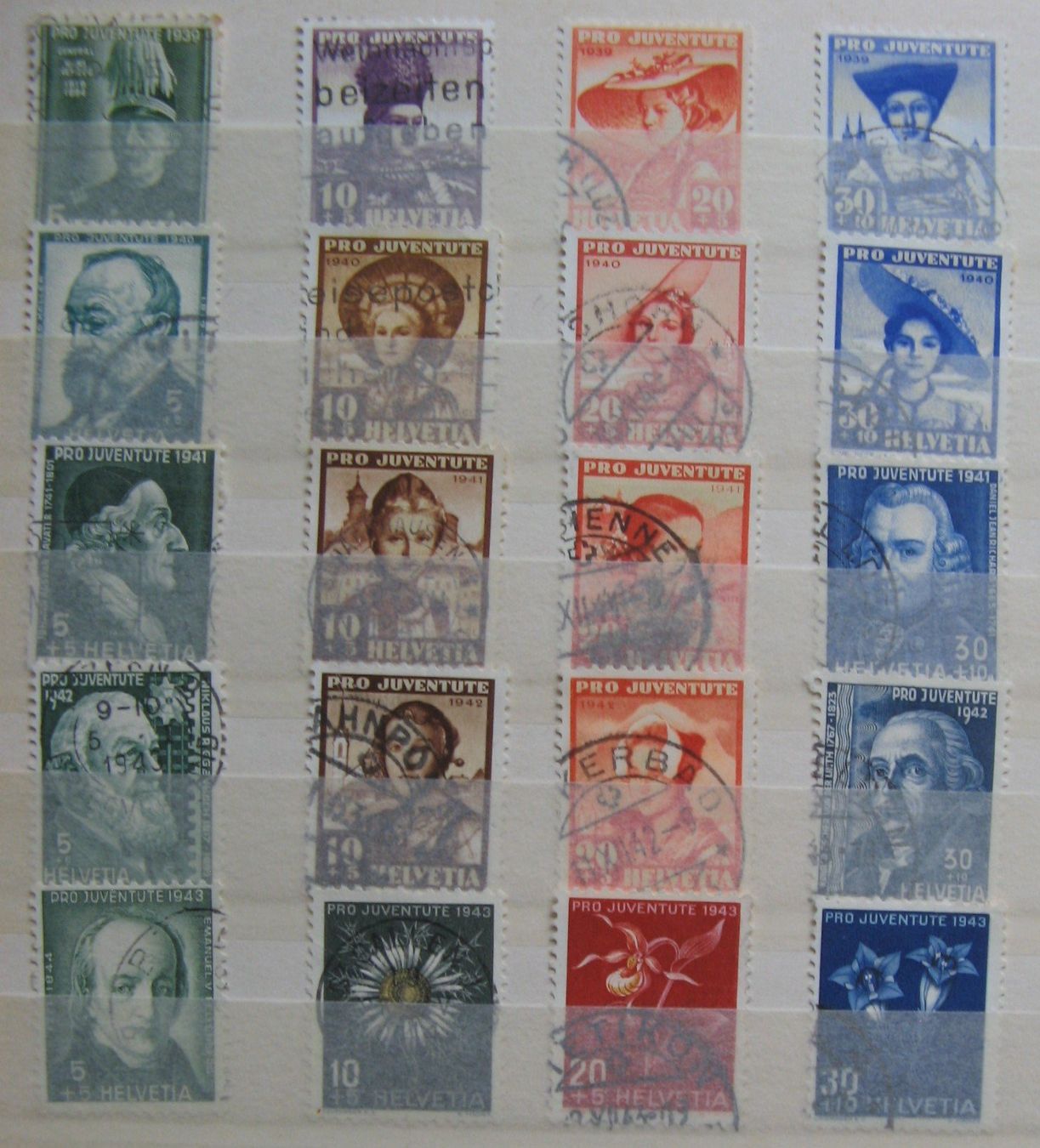 Alle Briefmarken: PJ 1939 - 1943 5 Sätze gestempelt – Gebraucht aus Frauenfeld von Interessent1