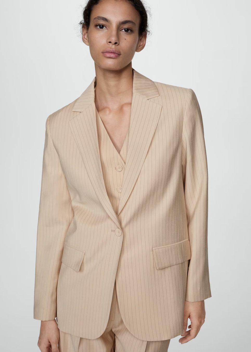 Mango Vestes: Mango beige pinstripe blazer – Neuf (Voir description) à Corsier-sur-Vevey par Kristina.Nova