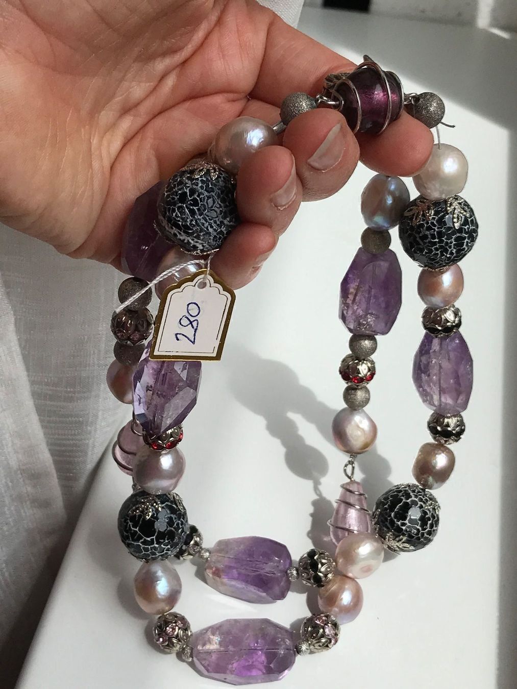Catenine: Wunderschöne, Unikate, lange Amethyst, Perlen Kette -  NEU – Nuovo (secondo la descrizione) da Basel venduto da Chili007 6