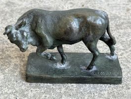 Alte Bronzefigur P. LECOURTIER Stier Bronze Figur