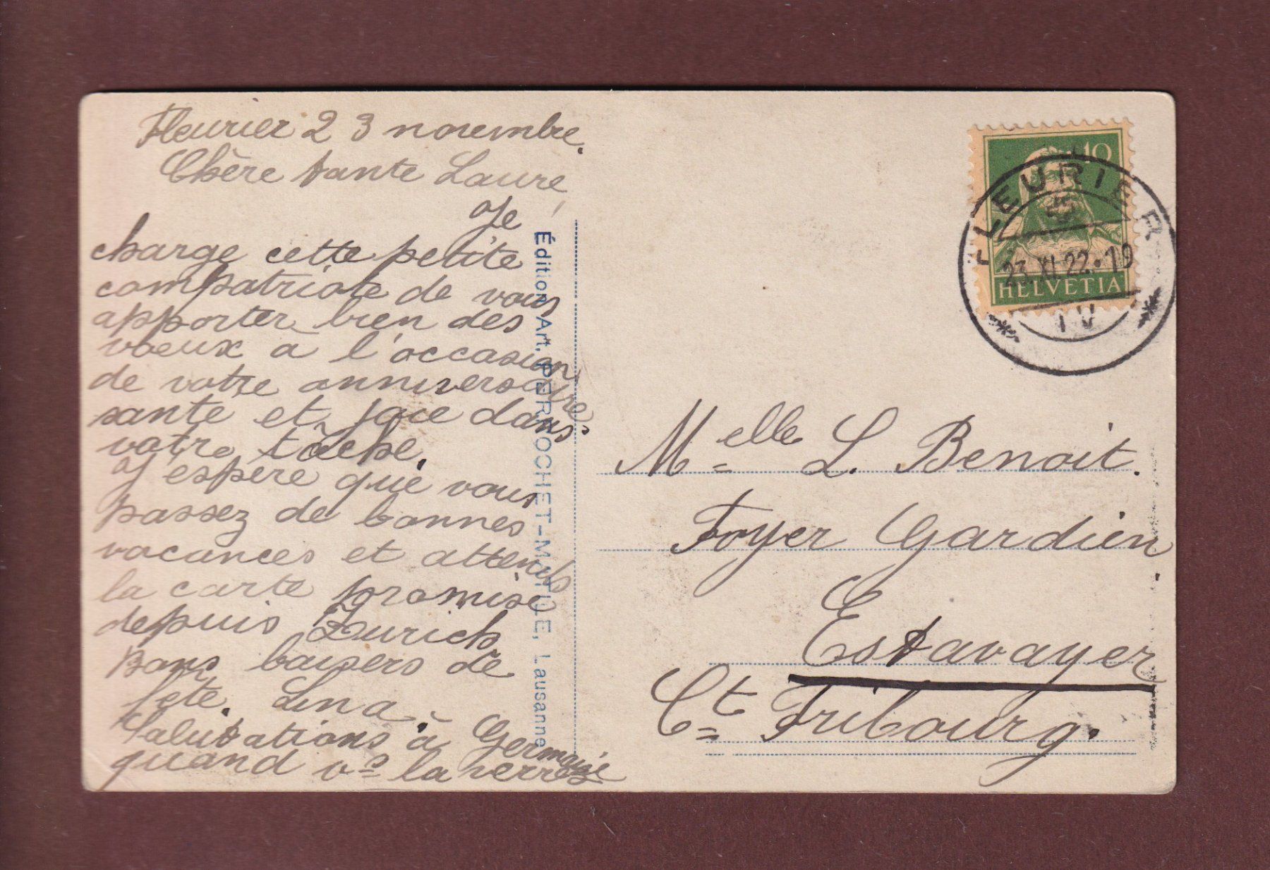 Cartoline postali: NEUCHÂTEL - Costume - 1922 – Usato da Pully venduto da nicecards 1