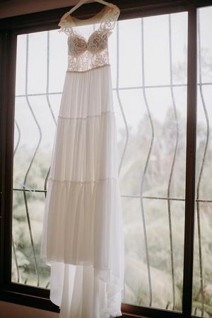 Boho Brautkleid Cappuccino Ivory, Gr. 36, Spitze