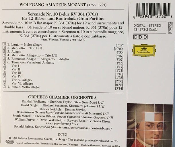 CD: Mozart - Serenade Nr. 10 'Gran Partita' – Usato da Grüningen venduto da azulblanco 1