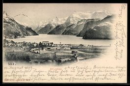 AK Brunnen, Panorama mit Hotel, 1899