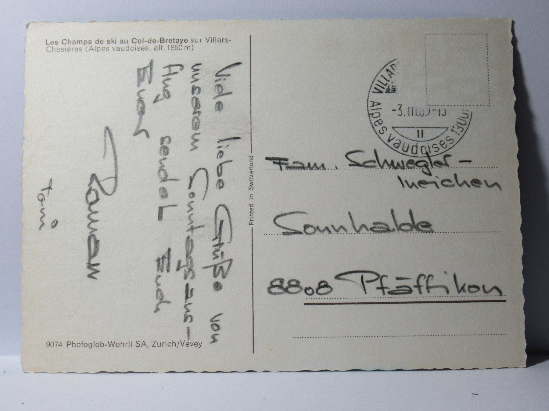 Cartoline postali: Les Champs de ski au Col - de - Bretays – Usato da Grenchen venduto da Bluemchen1900 1