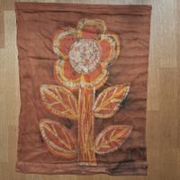 Vintage Batik Blume, auf Seide, Wandbehang 1