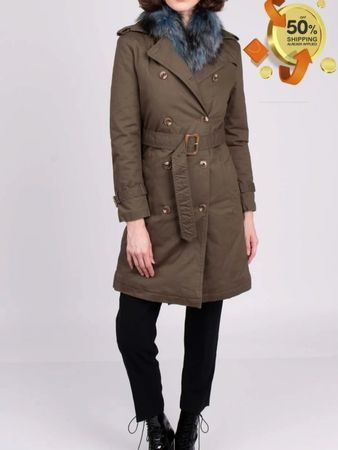 Trenchcoat fur fox Fuchs Pelz pelliccia 36-38 IT40 Echtpelz