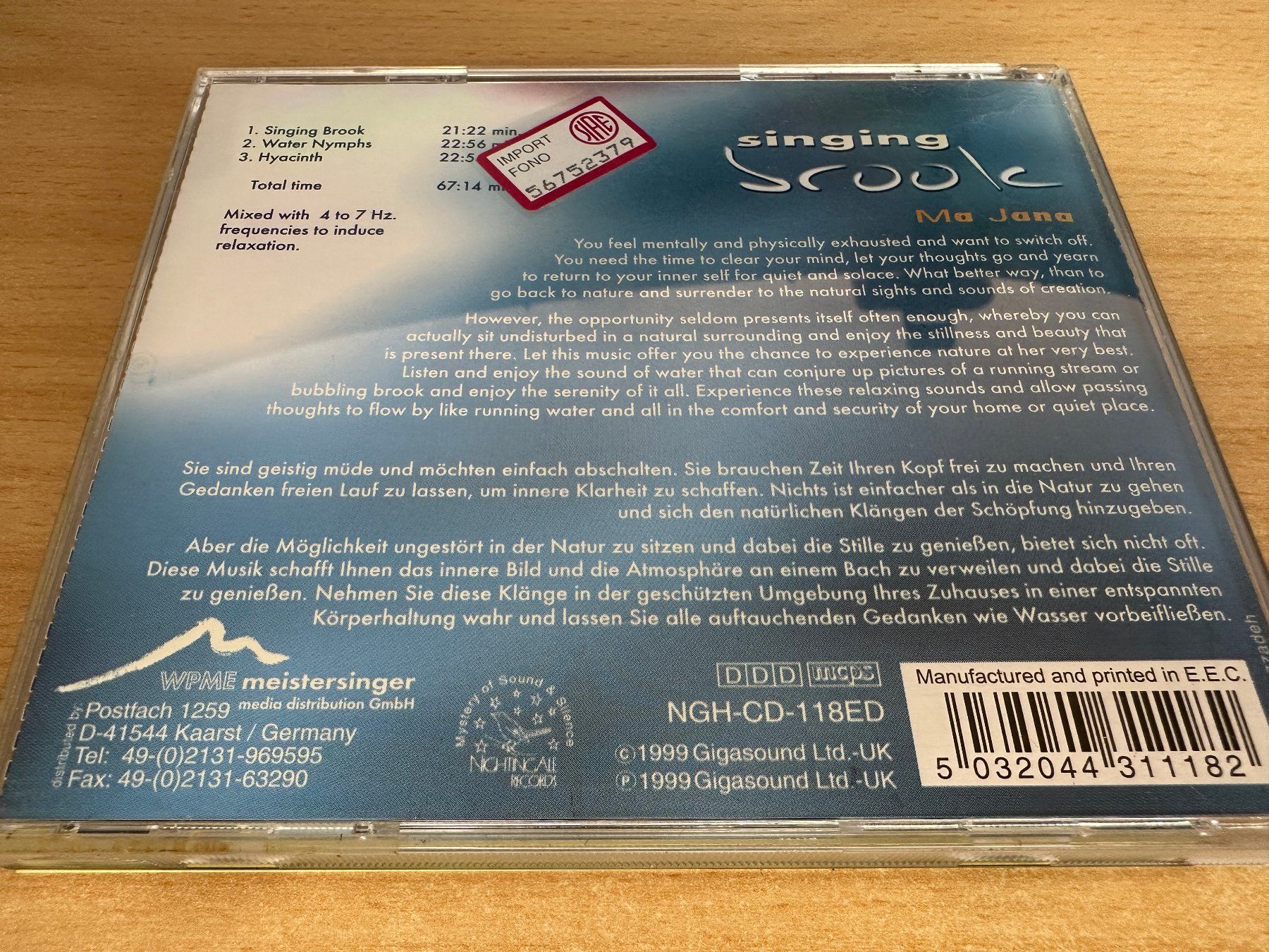 CDs: Ma Jana – Singing Brook – D'occasion à Rikon im Tösstal par Alpenmutz 1