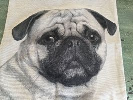 Neu Kissenbezug Mops 45 x 45 cm