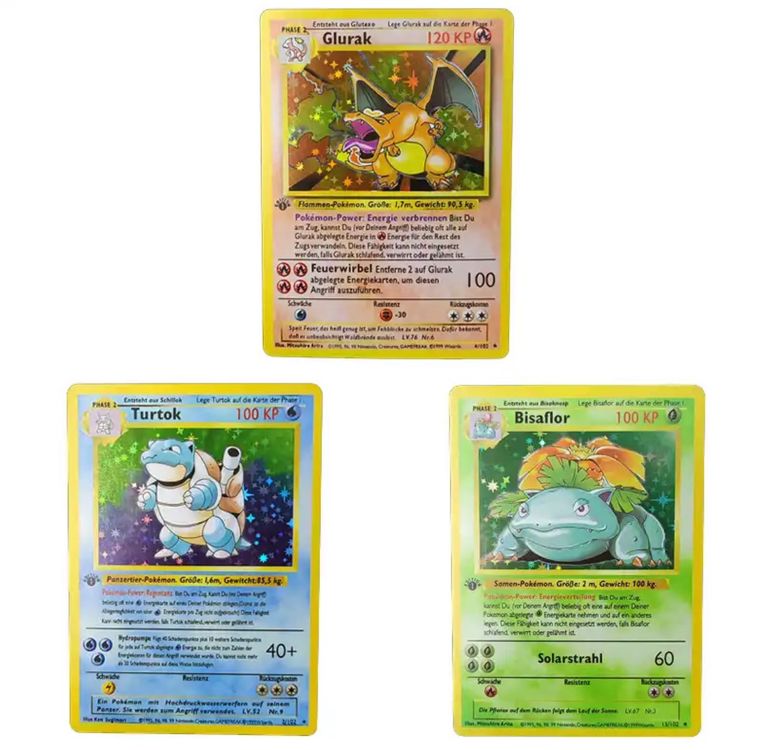 Pokemon 1. Edition Glurak, Turtok und Bisaflor (replikat) Kaufen auf Ricardo