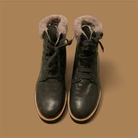 Athena Schwarze Leder Kunstpelz Gefüttert Stiefel 37