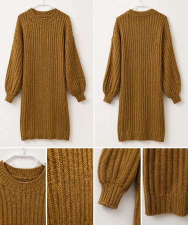 Strickkleid in Senfgelb, Grösse M, Herbst, oversized