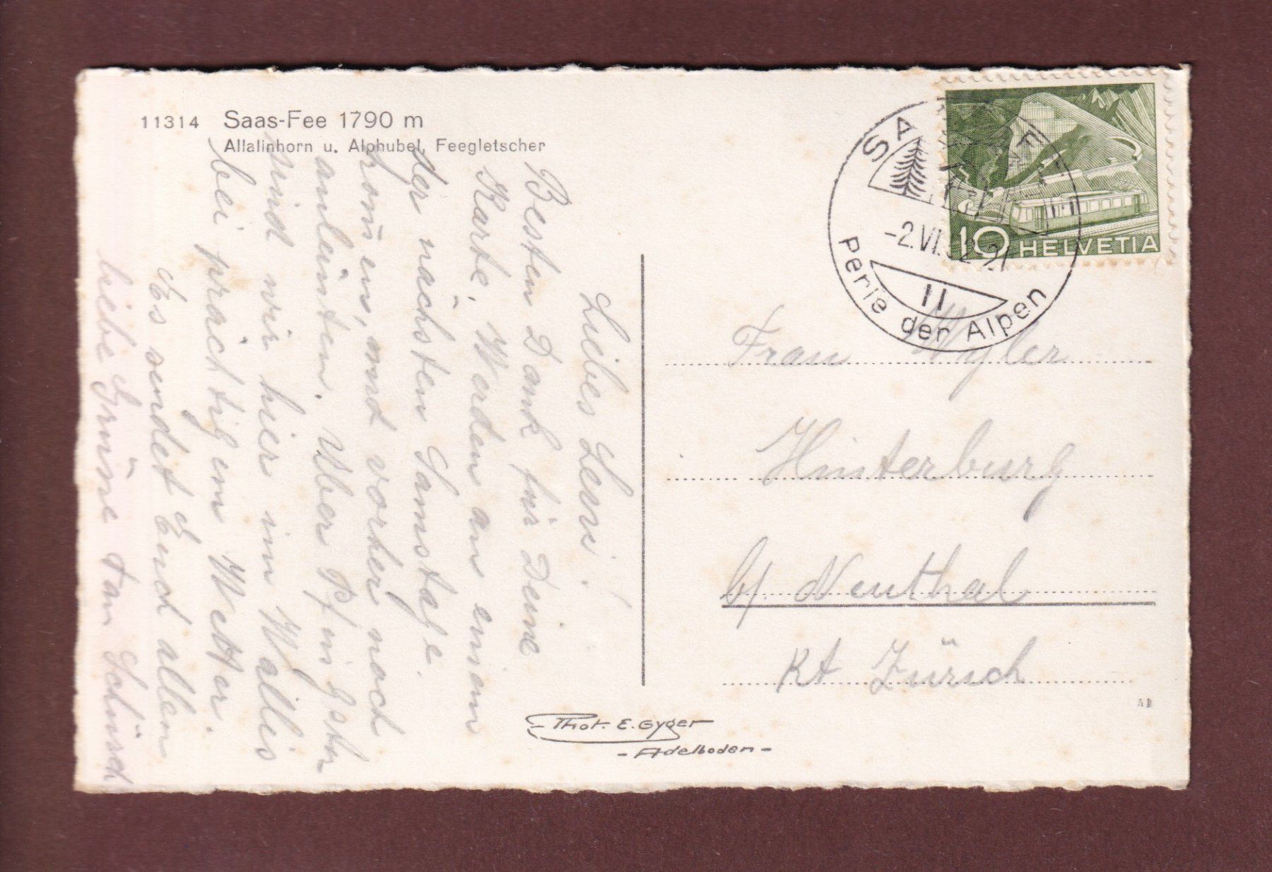 Cartes postales: SAAS-FEE - Teilansicht - 1952 – D'occasion à Pully par nicecards-shop 1