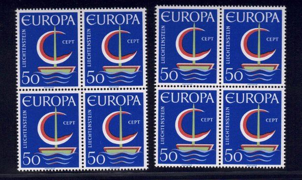 Tous les timbres: Liechtenstein 4er Blocks Europa CEPT 50 – Neuf (Voir description) à Pfäffikon ZH par Romulus
