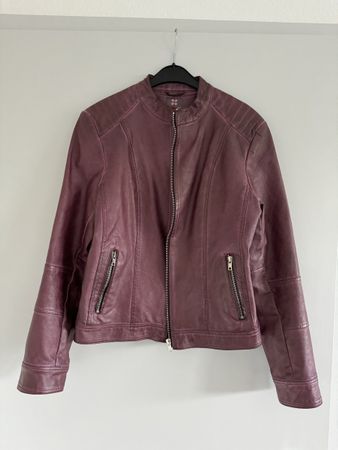 Manor Lederjacke Lila Rosa metallic Gr. 36 Top Zustand