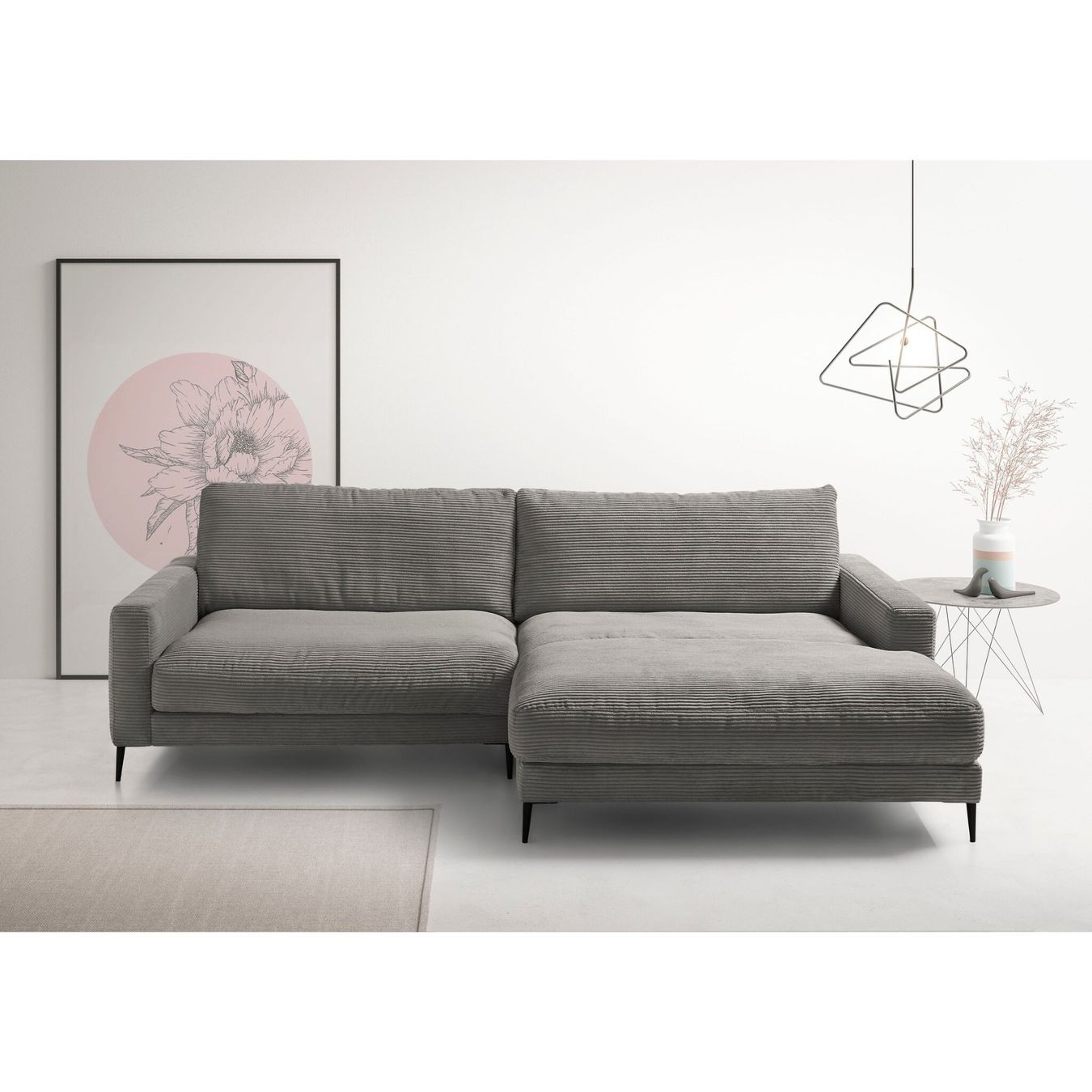 Sofas: Ecksofa  Uptown in Cord Dark Grey rechts – Neu und originalverpackt aus Bischofszell von deluxe-moebel