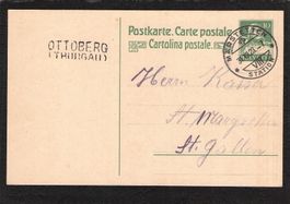 GS 10 Rp Postkarte , Stabstempel Ottoberg  TG , 31.Vll.1923