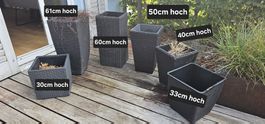Diverse Rattan-Pflanzentöpfe 