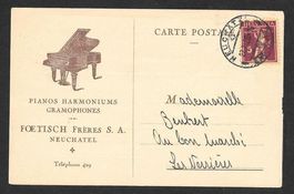 Neuchâtel Postkarte Pianos Harmoniums Foetisch Frères 1922