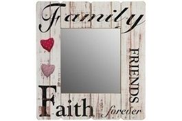 Holzspiegel "Family Friends Faith forever" 60 x 60 cm