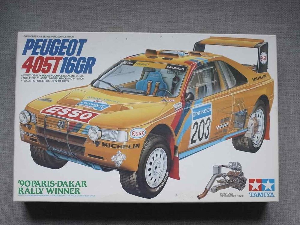 Miniature Peugeot 405 1/18 Topmarques Collectibles GT T-16 No.204 Pioneer Rallye Paris Dakar 1989 A.Vatanen/B.Berglund