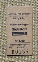 Altes PTT Billett aus Karton