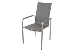 Gardeko Gartenstuhl grau Edelstahl Stuhl Hochlehner Stuhl
