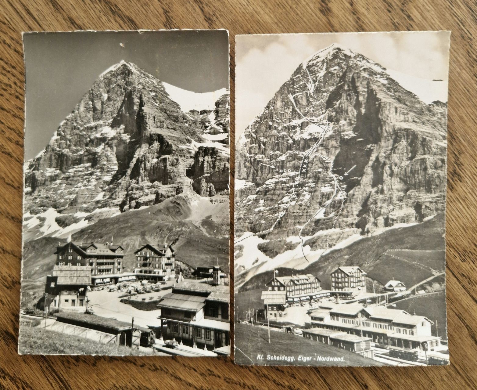 Cartoline postali: 2 AK Kleine Scheidegg 1954 – Usato da Ebikon venduto da Donar50