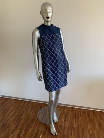 AKRIS: Neues blaues Kleid mit weissen Akzenten, NP $1460, 38