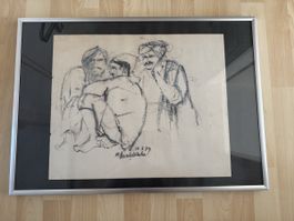 Expressive Kohlezeichnung – Figurengruppe / Männer 