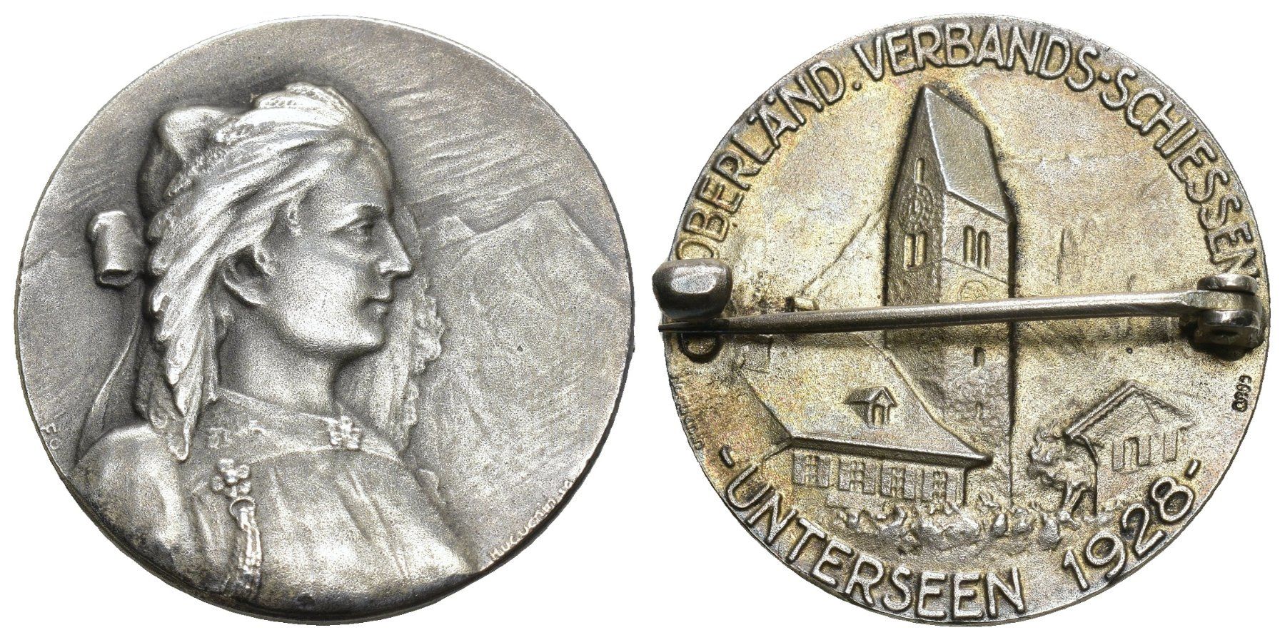 Medaglie: Unterseen 1928 Medaille – Usato da Bern venduto da numismatictops