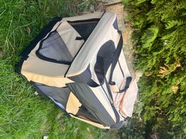 Faltbare Transportbox für Hunde beige schwarz neuwertig